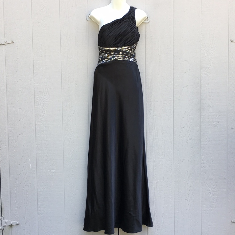 Mxi formal prom black Sequin Halter cut out dress